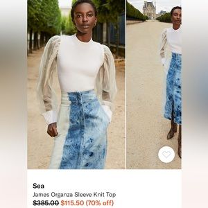 Sea James Organza Sleeve Knit Top